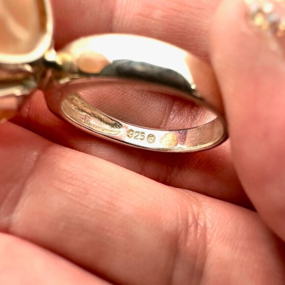 Designer QVC HSN Womens Ring Sterling Silver Pink Pearl Size 9 Statement Ring - Picture 6 of 7